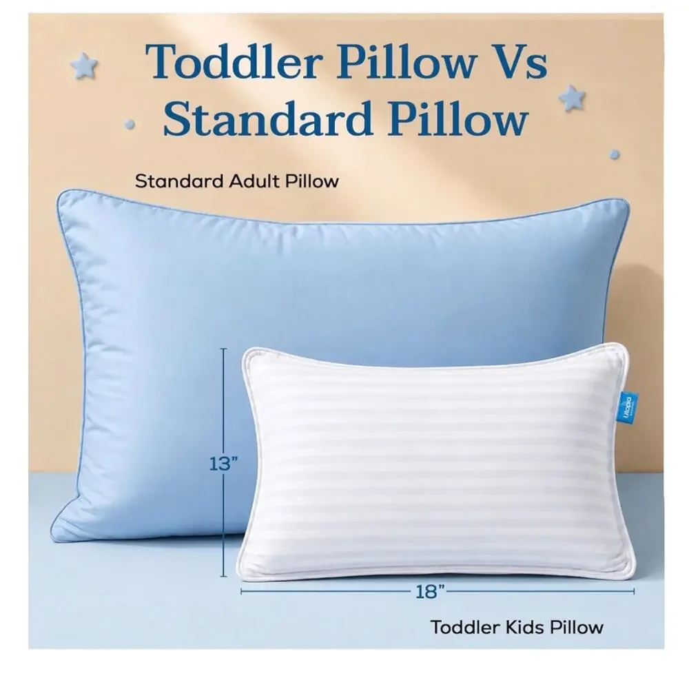 Toddler Pillow Set 2 Kids Pillows Sleep Travel Cot School 13x18 Cotton White New
